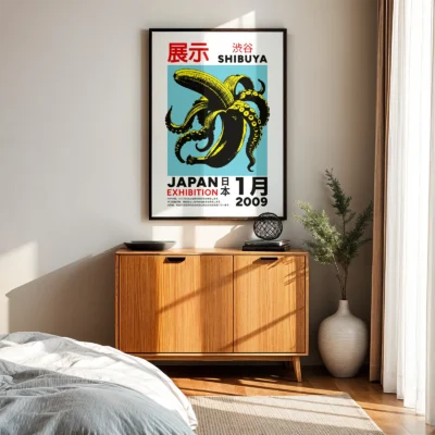 Japanese Octopus Banana Print – Blue