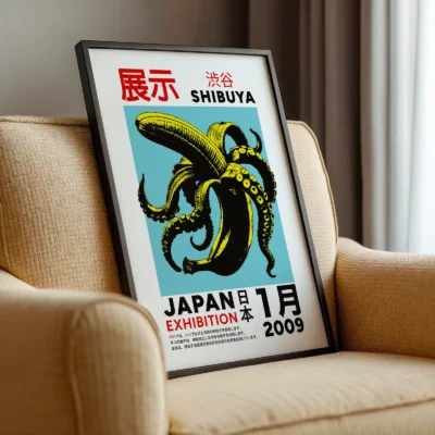 Japanese Octopus Banana Print – Blue