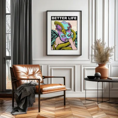 Retro artwork print modern living room wall art