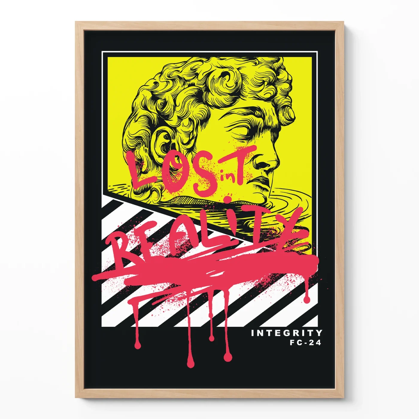 Street art poster David statue graffiti lost in reality