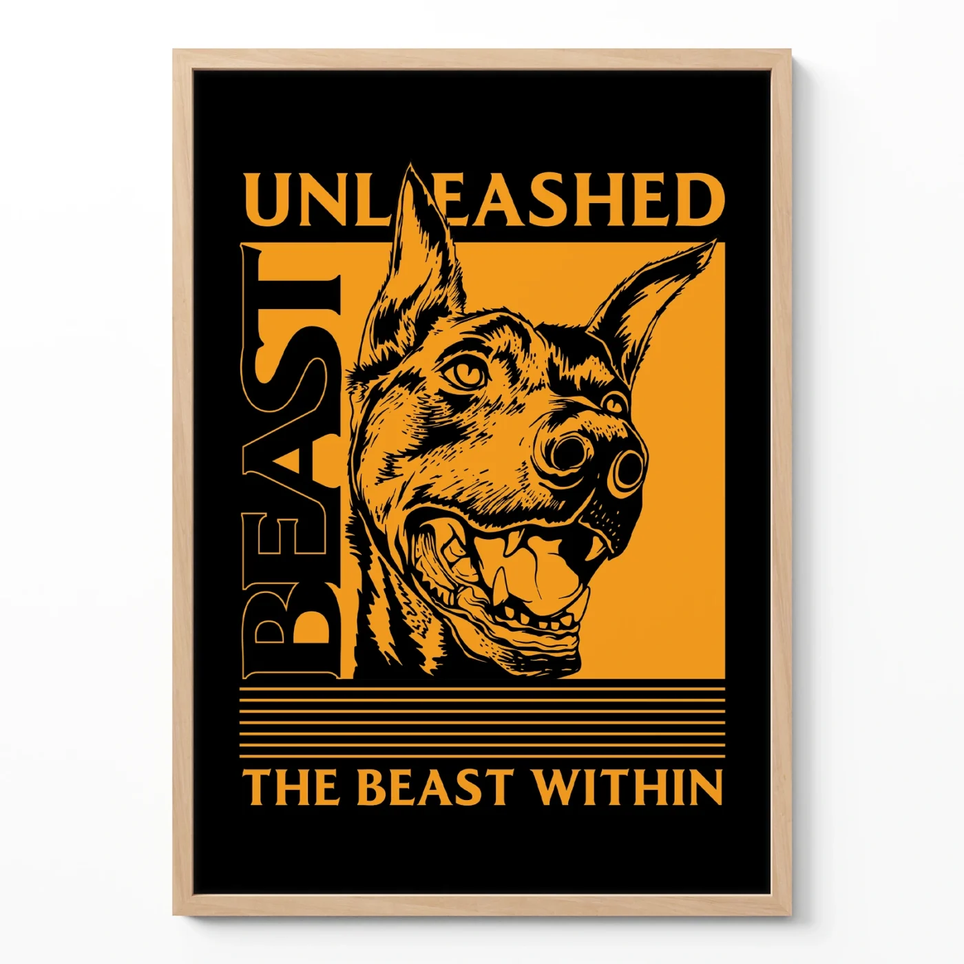 Doberman poster unleashed beast dog wall art