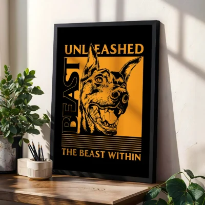 Doberman poster modern dog wall decor