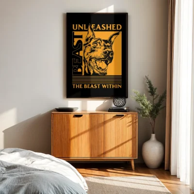 Doberman poster dog bedroom wall art
