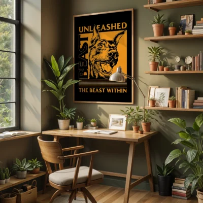 Doberman poster dog office decor