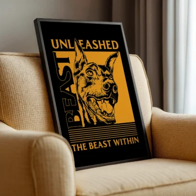 Doberman poster framed dog graphic print