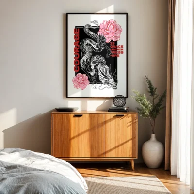 Japanese dragon poster bedroom wall art
