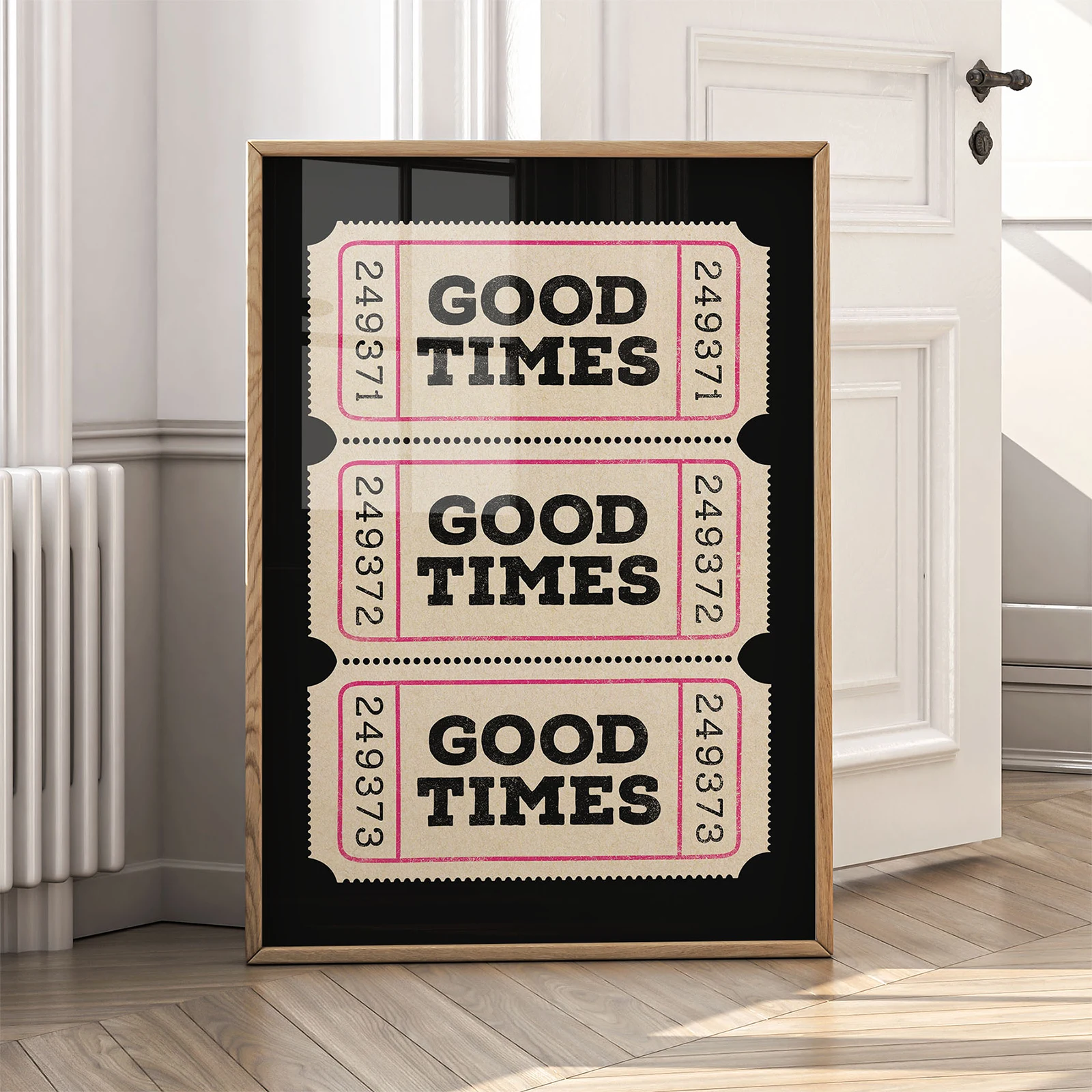 Retro Black Ticket Poster – Good Times Wall Art