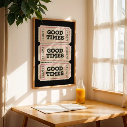 Typografie Wandbild – Good Times Ticket (Schwarz)