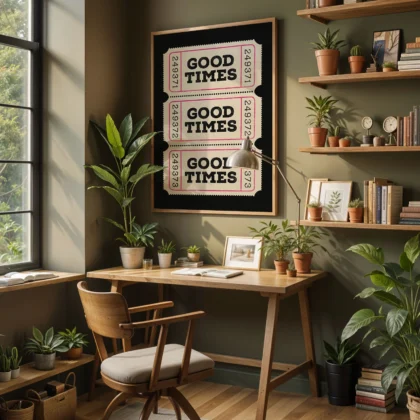 Typografie Wandbild – Good Times Ticket (Schwarz)