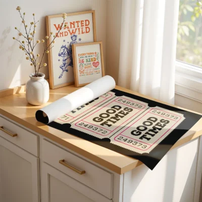 Ticket poster rolled print display