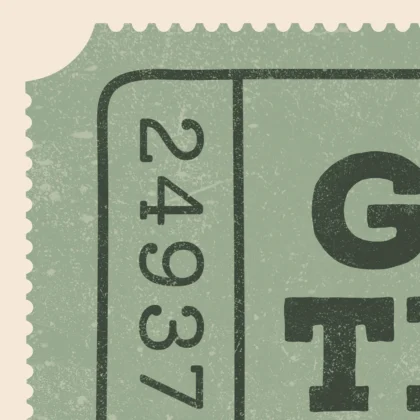 Typografie Wandbild – Good Times Ticket (Retro Grün)