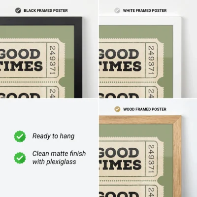 Green ticket print frame options