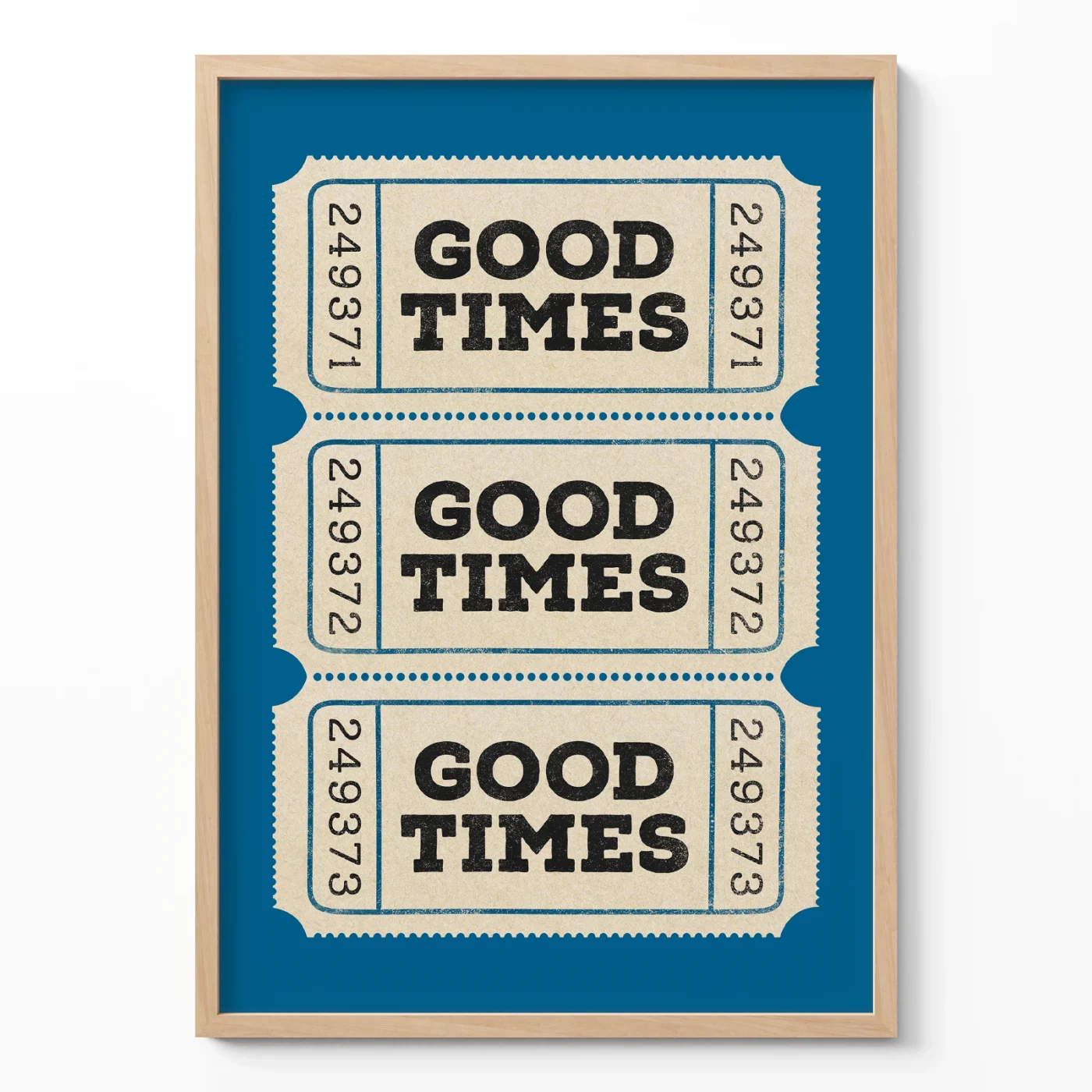 Blue ticket print good times retro wall art