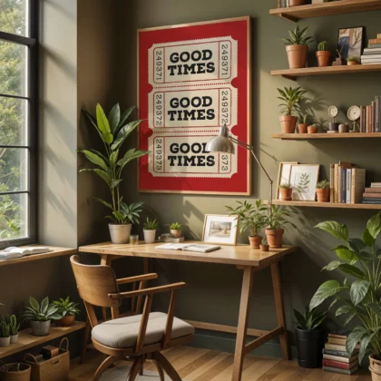 Typografie Wandbild – Good Times Ticket (Rot)
