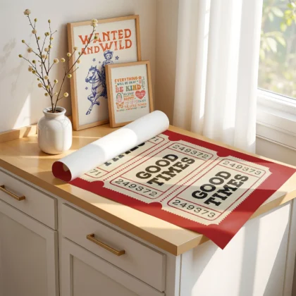 Typografie Wandbild – Good Times Ticket (Rot)