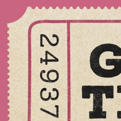 Typografie Wandbild – Good Times Ticket (Rosa)