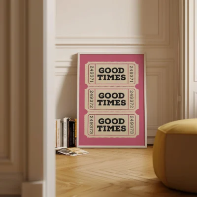 Retro ticket poster pink minimalist decor