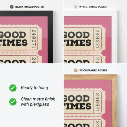 Typografie Wandbild – Good Times Ticket (Rosa)