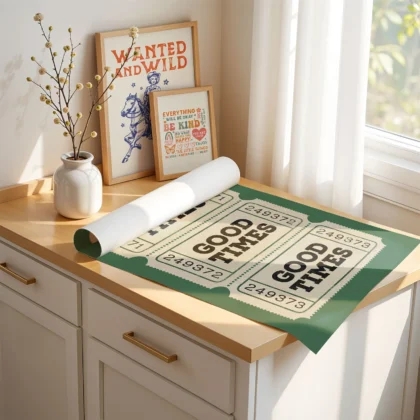 Typografie Wandbild – Good Times Ticket (Grün)