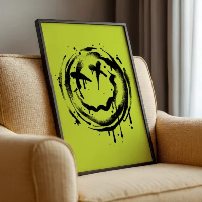 Smiley face poster framed street art print