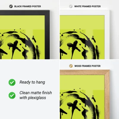 Smiley face poster frame options graffiti wall art