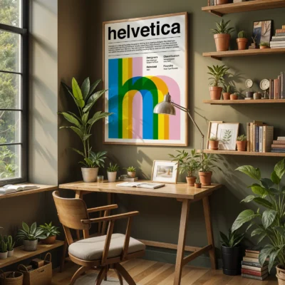 Helvetica poster typography office decor