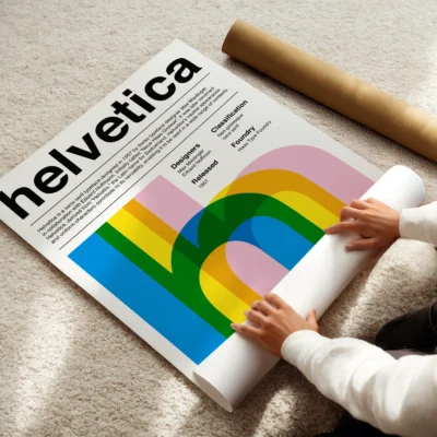 Helvetica poster typography rolled print