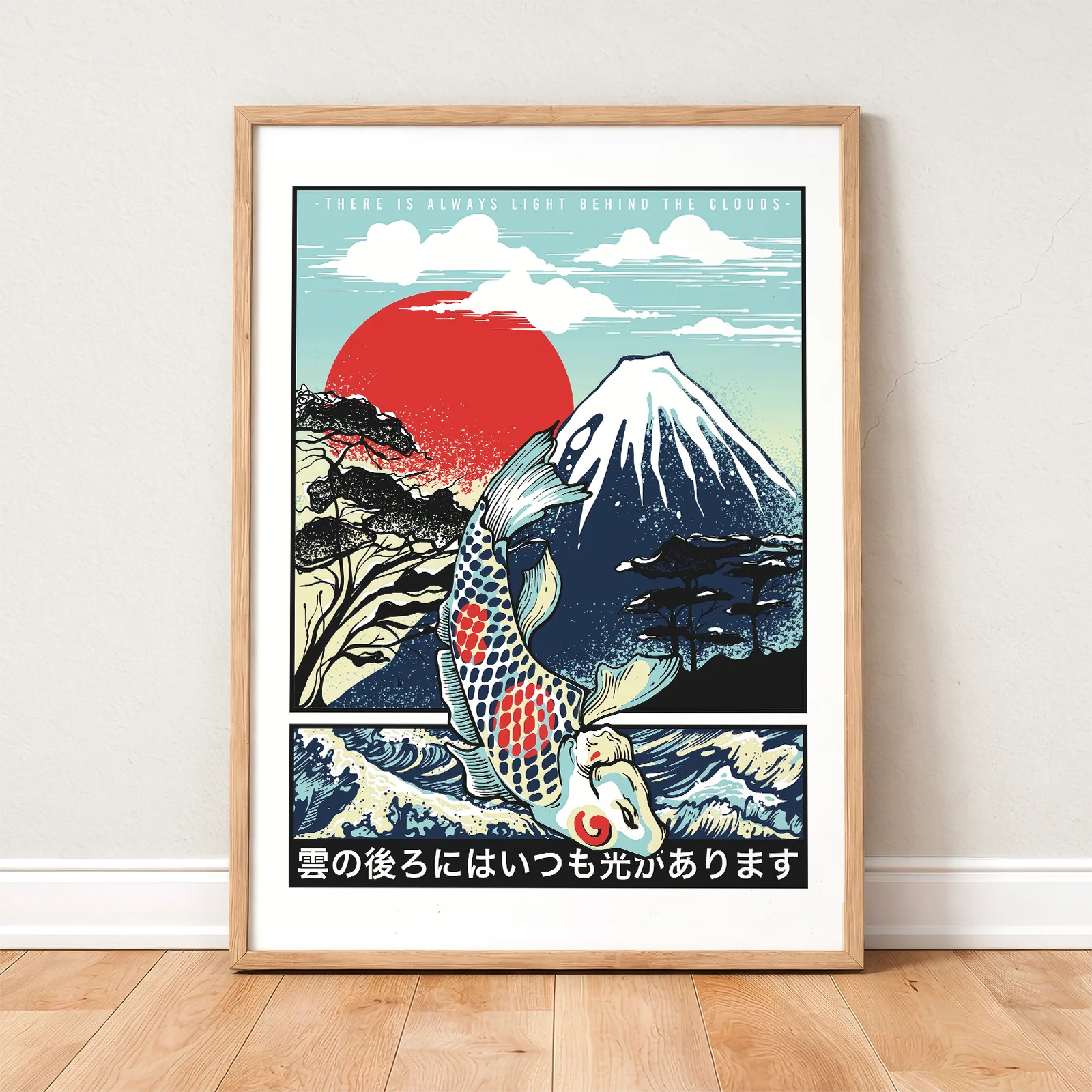 Japanese Octopus Banana Print – Blue Japanese Koi Fish – Mount Fuji Print