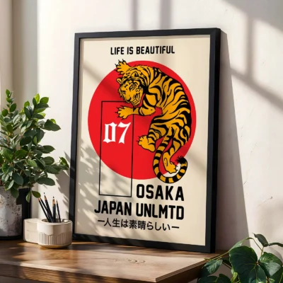 Japanese tiger poster Asian style wall decor