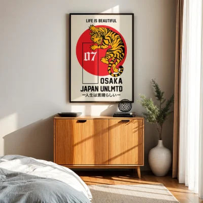 Japanese tiger poster bedroom Asian wall art