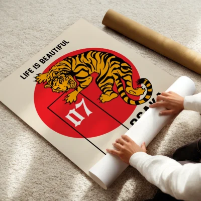 Japanese tiger poster rolled Asian wall art print