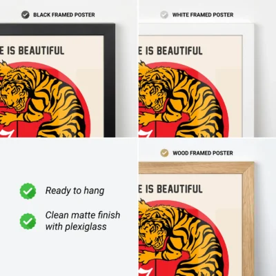 Japanese tiger poster frame options Asian wall art