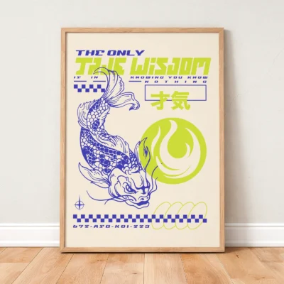 Koi fish poster Japanese inspired framed wall art