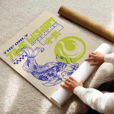 Koi fish poster rolled Japanese art print