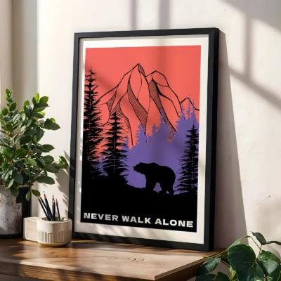 Bear poster nature landscape modern wall decor