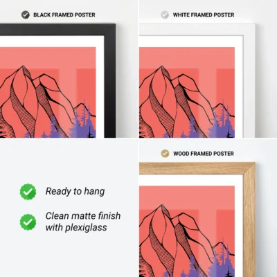 Bear poster mountain landscape frame options