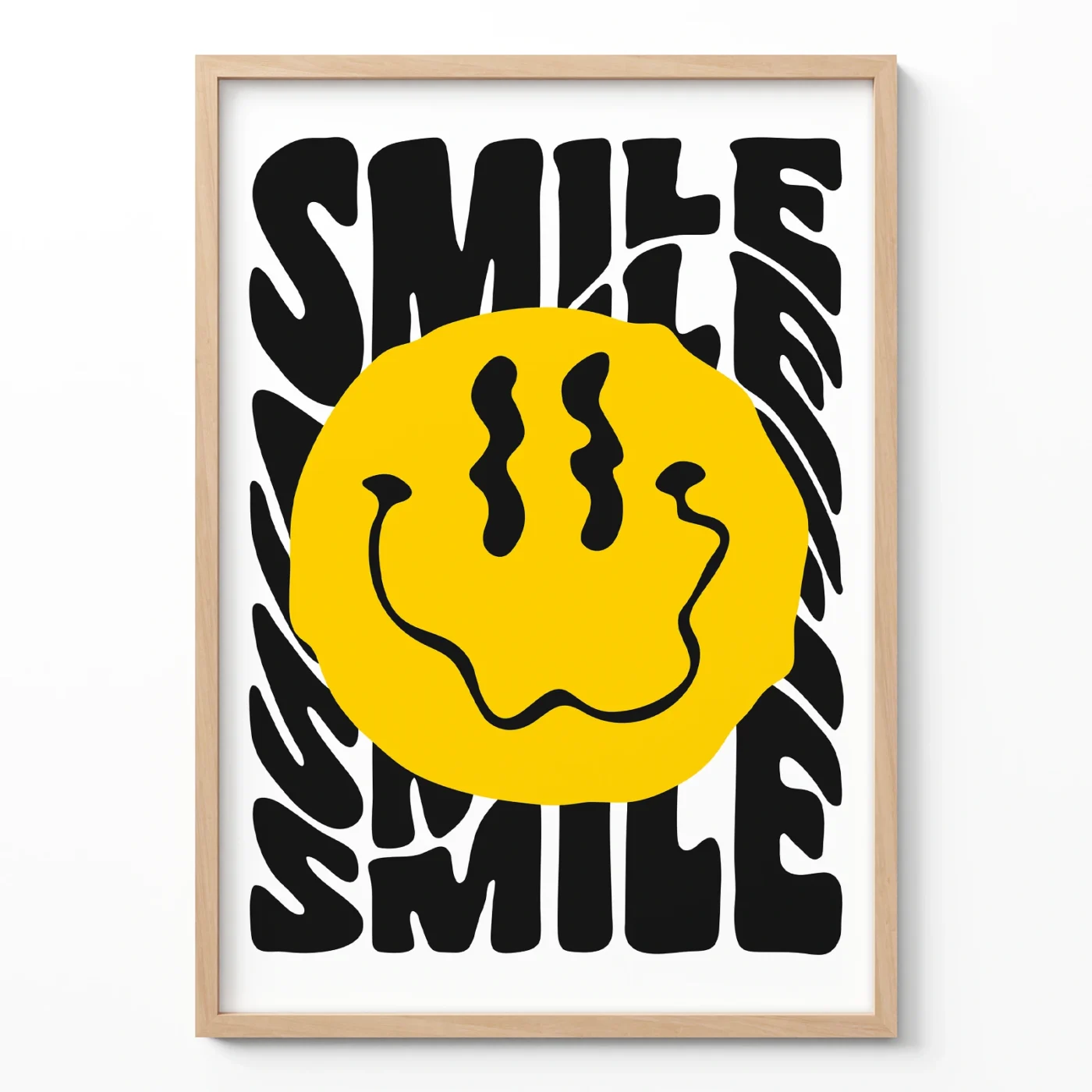 Smile poster yellow smiley typography wall art