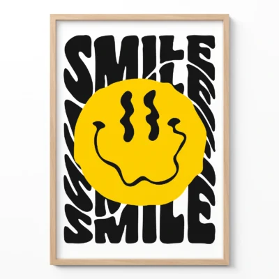Smile poster yellow smiley typography wall art