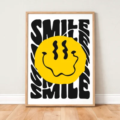 Smile poster modern typography framed wall art