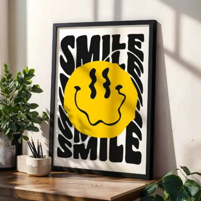 Smile poster yellow smiley modern wall decor