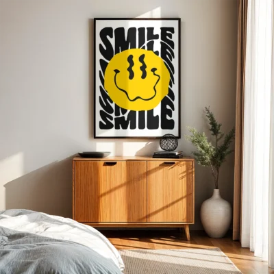Smile poster smiley typography bedroom wall art