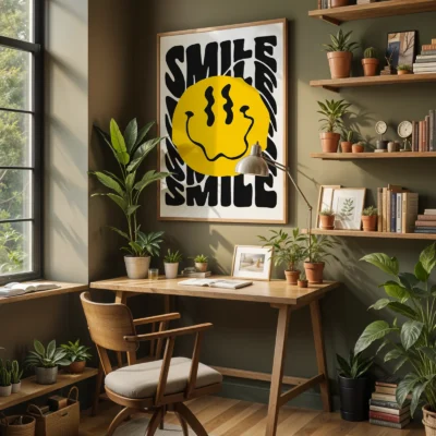 Smile poster smiley typography workspace decor
