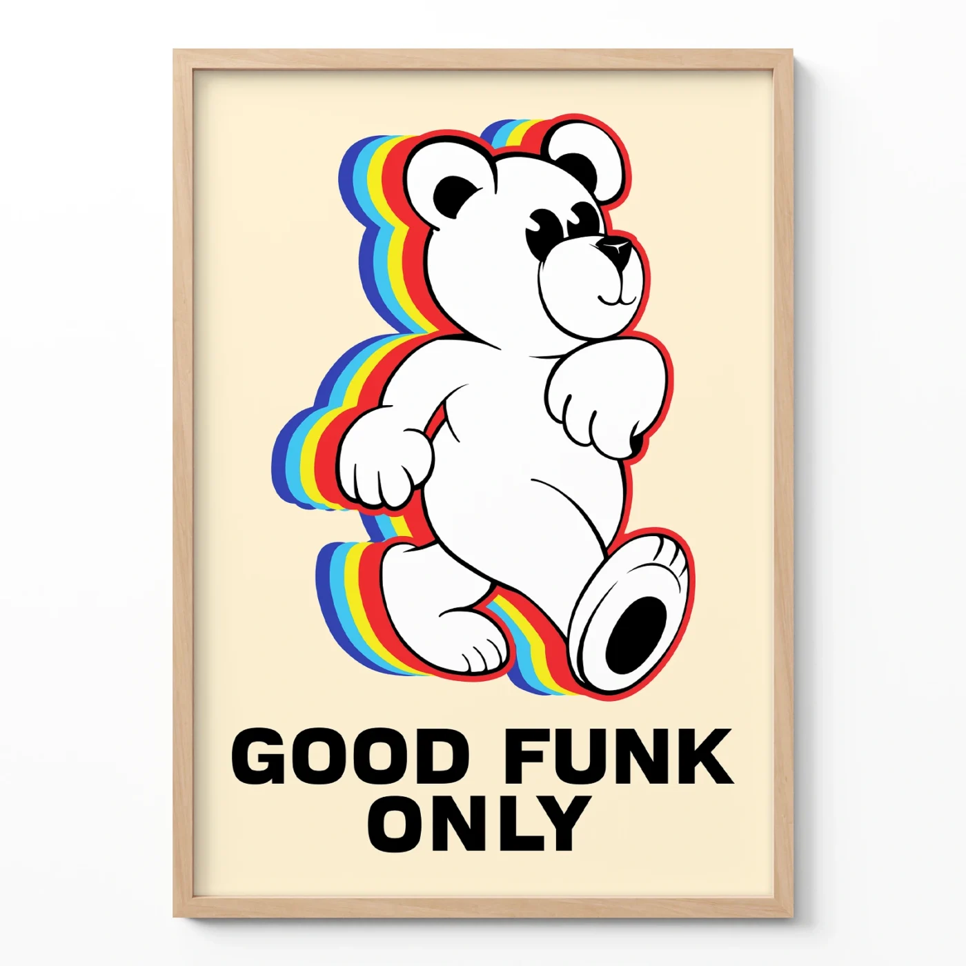 Teddy bear poster good funk only retro wall art