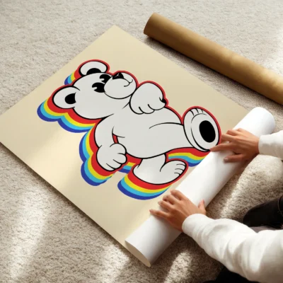 Teddy bear poster rolled retro wall art print