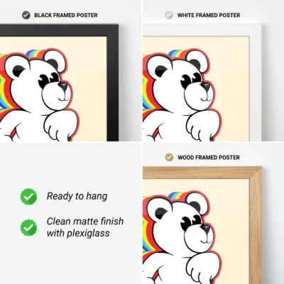 Teddy bear poster frame options retro wall art