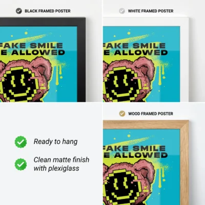 Teddy bear poster frame options wall art