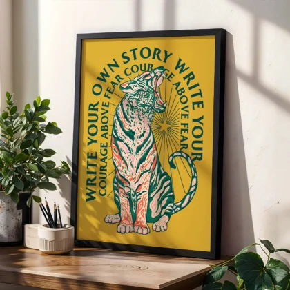Tiger Wandbild – Write Your Story With Courage