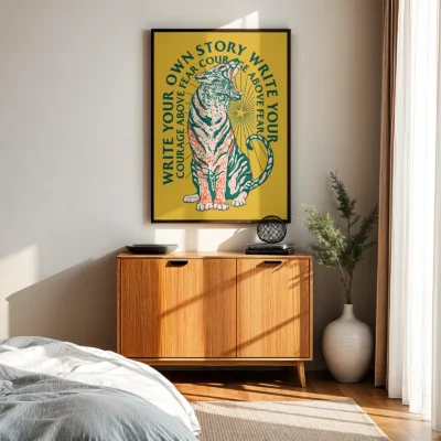 Tiger poster motivational bedroom wall art