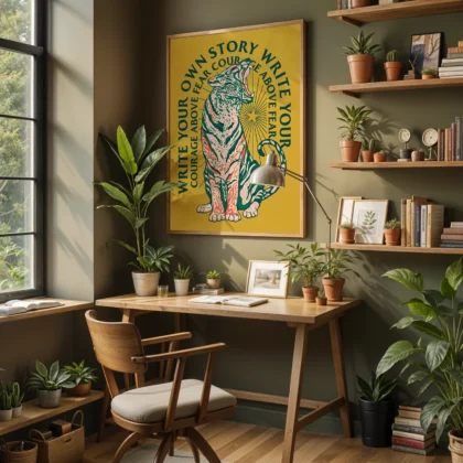 Tiger Wandbild – Write Your Story With Courage