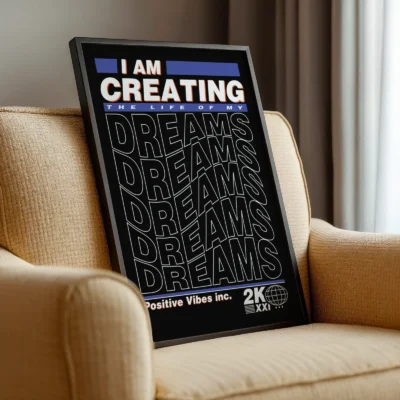 Dreams poster framed motivational typography wall art
